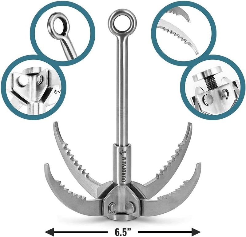 QUADPALM Grappling Hook with 10m Rope – Multifunctional Grapple Hook - 4 Stainless Steel Folding Claws - Heavy Duty - Outdoor Camping Hiking Tree Rock Mountain Climbing Equipment - Image 5